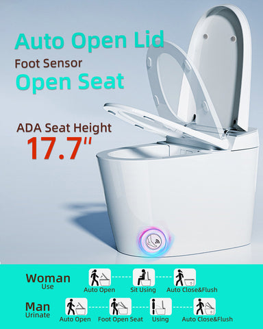 EPLO X9 Smart Elongated toilet Bidet ADA Compliant AUTO Open/Close Foam shield Warm dryer