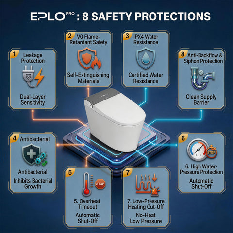 EPLO M3 Smart Elongated toilet Bidet ADA Compliant WaterSense Moving Dryer UVC Sanitize